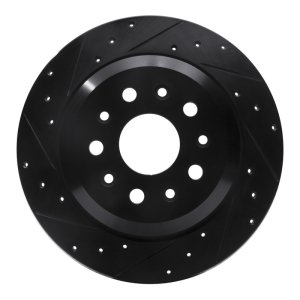 Jeep Wrangler Brake Rotor (1) - Rear Left - R1 Concepts - Drilled & Slotted - Black - `18-`25
